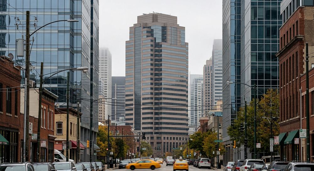 Buying out a late-cycle office platform at scale; subject property rendering